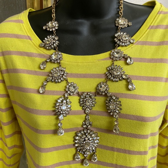 🔥JCrew Rare Large Crystal Antique Gold Necklace - Picture 5 of 8